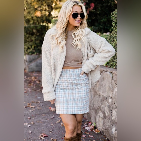 Pink Lily Dresses & Skirts - Pink Lily Ivory Multi Plaid Skirt